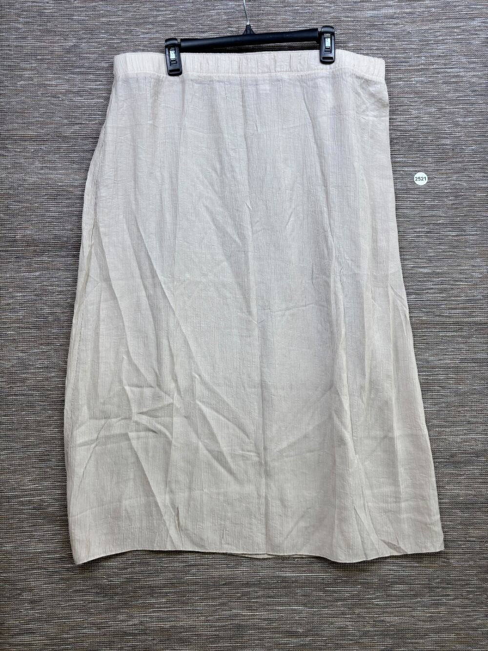 Peace Love World A-Line Midi Skirt Women's Size 1X Beige Elastic Waist Boho NEW